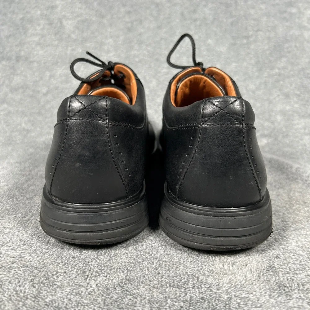 Clarks Unstructured Derby Mens Black Leather Dress Shoes Square Toe 9.5 M